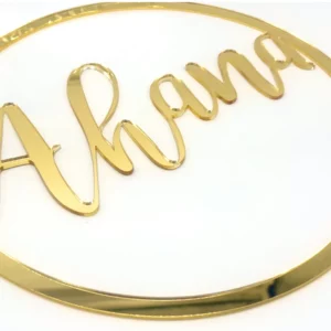 Personalised Mirror Gold Name Hoop Circle Sign