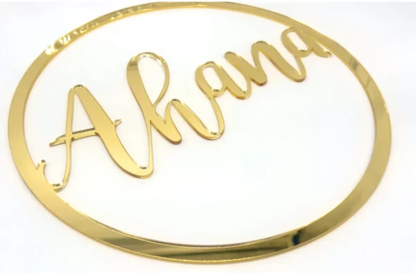 Personalised Mirror Gold Name Hoop Circle Sign