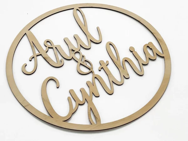 Personalised Natural Plywood Name Hoop Circle Sign