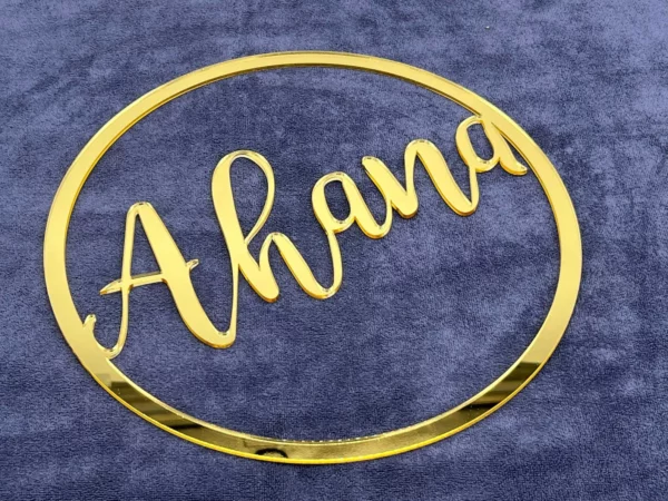 Personalised Mirror Gold Name Hoop Circle Sign