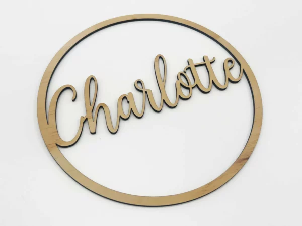 Personalised Natural Plywood Name Hoop Circle Sign