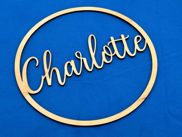 Personalised Natural Plywood Name Hoop Circle Sign