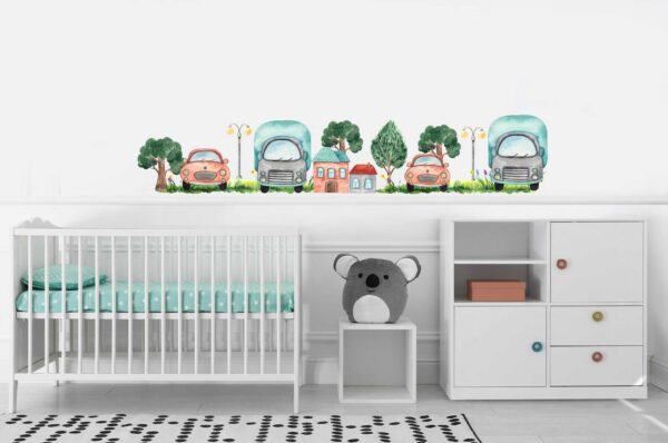 Watercolor Transport by Land Decals