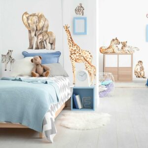 Mom and Baby Animals Watercolor Wall Decals