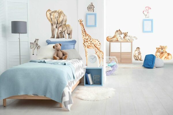 Mom and Baby Animals Watercolor Wall Decals