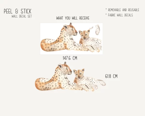 Mom and Baby Leopards Wall Decals