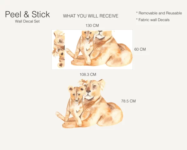 Mom and Baby Lions Wall Decals