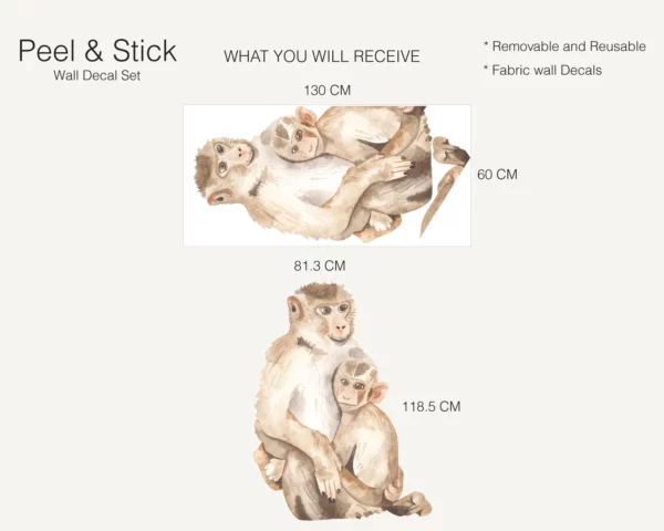 Mom and Baby Monkeys Wall Decals