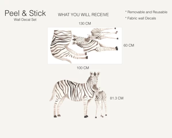 Mom and Baby Zebras Wall Decals