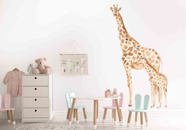 Mom and Baby Giraffes Wall Decals