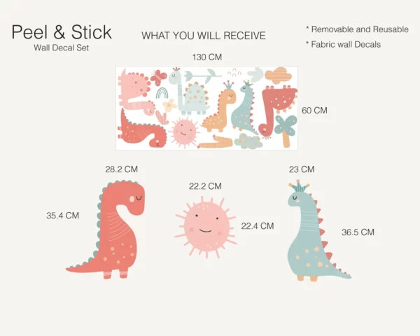 Dinosaur Girls Cute Wall Decals