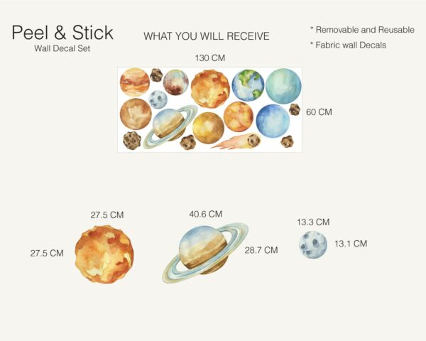 Watercolor Solar System Wall Decal