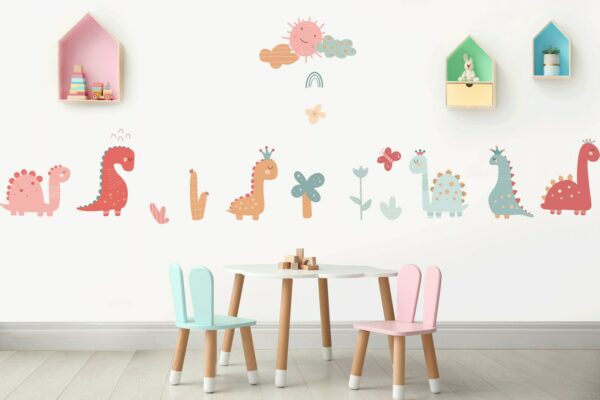 Dinosaur Girls Cute Wall Decals