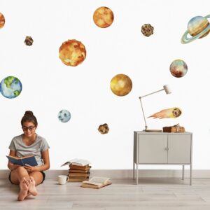 Watercolor Solar System Wall Decal