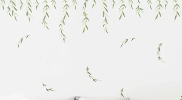Watercolor Leaves Wall Decal Set | Watercolor Greenery Wall Decals