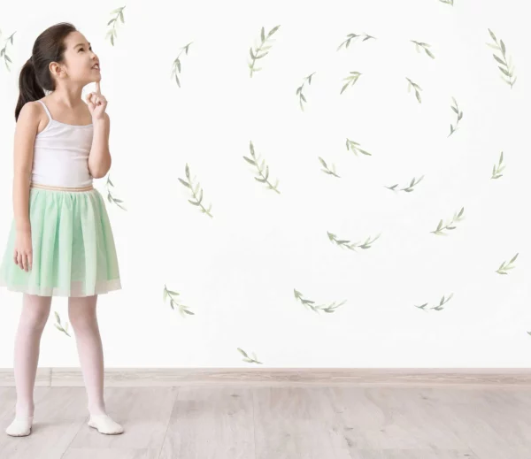 Watercolor Leaves Wall Decal Set | Watercolor Greenery Wall Decals