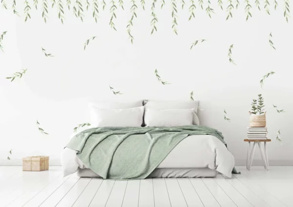 Watercolor Leaves Wall Decal Set | Watercolor Greenery Wall Decals