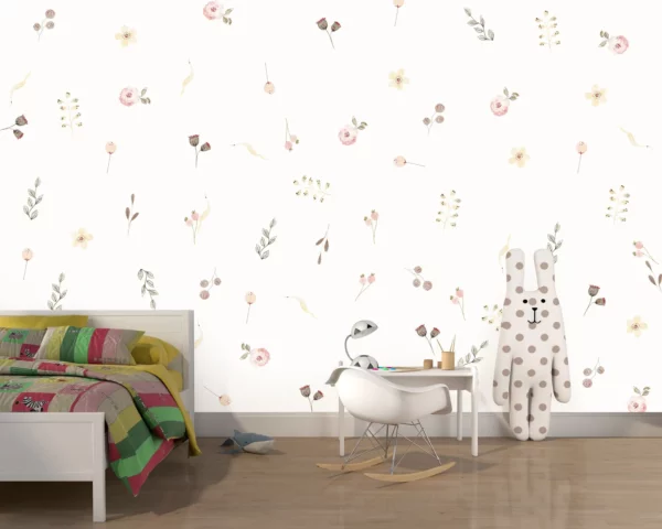 Watercolor Pottery Pink Flowers Wall Decals Pattern 3