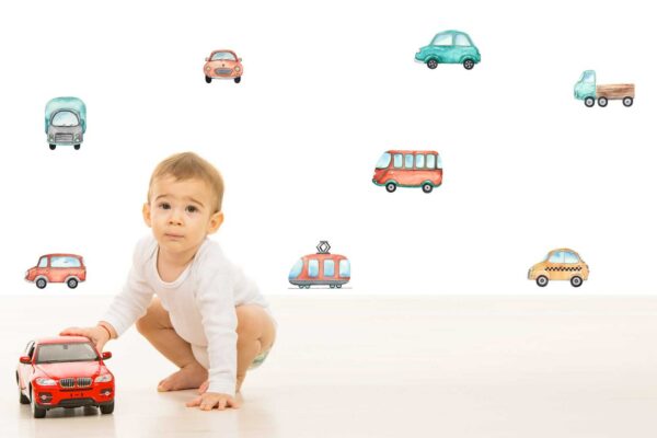 Watercolor Transport by Land Decals