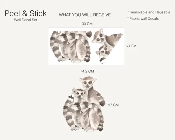 Mom and Baby Lemurs Wall Decals