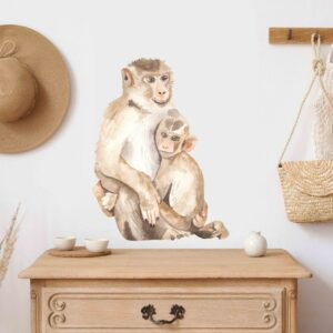 Mom and Baby Monkeys Wall Decals