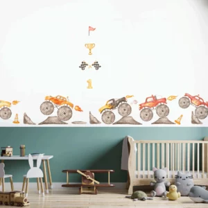 Monster Trucks Watercolor Wall Decals