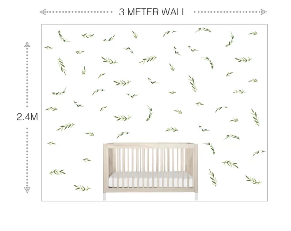 Watercolor Leaves Wall Decal Set | Watercolor Greenery Wall Decals