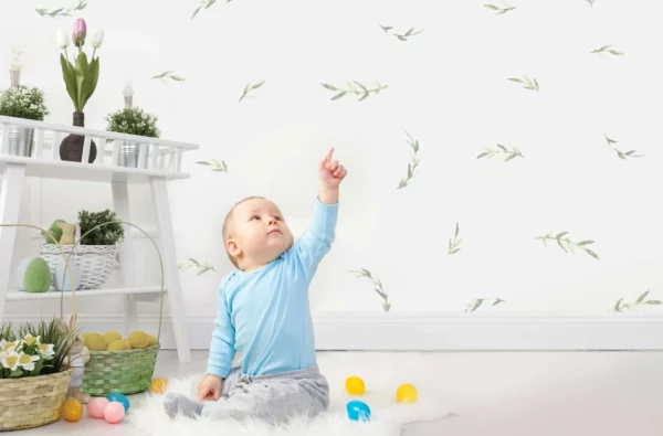 Watercolor Leaves Wall Decal Set | Watercolor Greenery Wall Decals