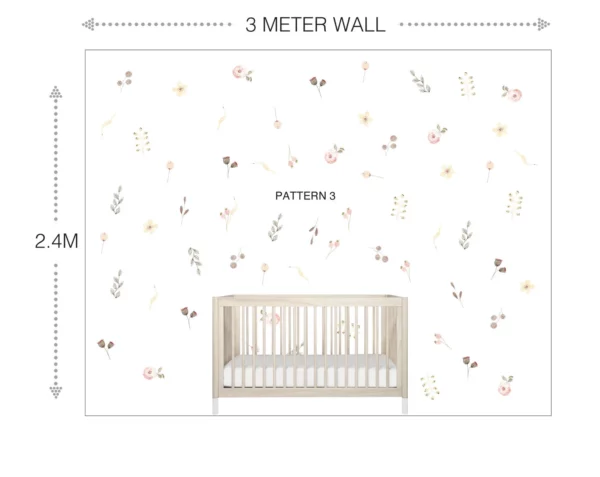 Watercolor Pottery Pink Flowers Wall Decals Pattern 3