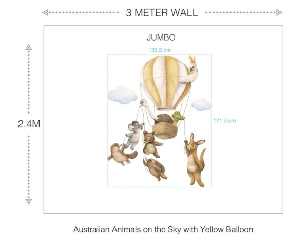 Australian Animals on the Sky with Yellow Balloon