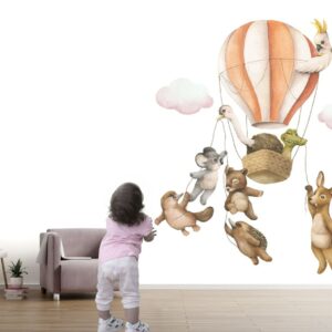 Australian Animals on the Sky with Pink Cloud