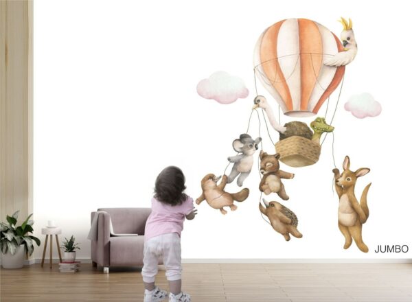 Australian Animals on the Sky with Pink Cloud