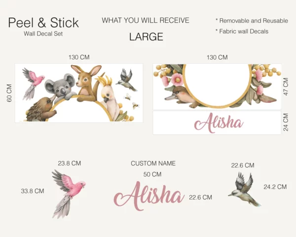Australian Animals wall Decal with Custom Names | Aussie Animals | Nursery Decals | Kids Room Decor