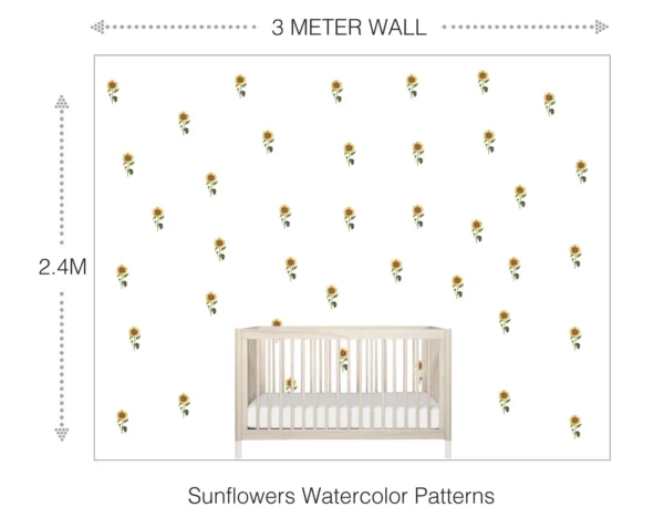 Sunflowers Watercolor Patterns Wall Decal