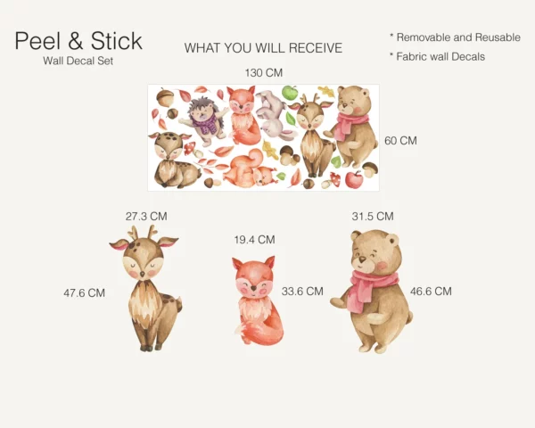Cute Woodland Animals Watercolor Decals