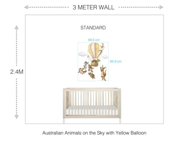 Australian Animals on the Sky with Yellow Balloon