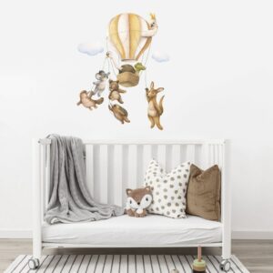 Australian Animals on the Sky with Yellow Balloon