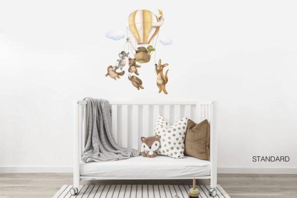 Australian Animals on the Sky with Yellow Balloon