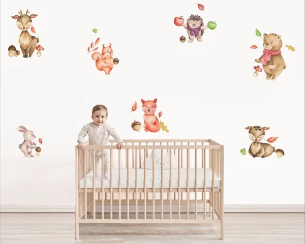Cute Woodland Animals Watercolor Decals