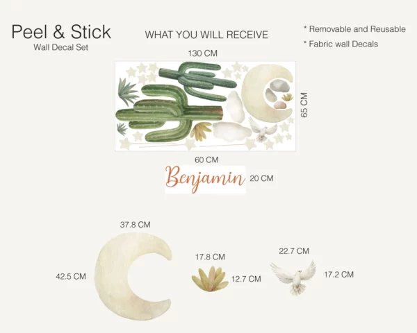 Desert Cactus Decal Set with Custom Names