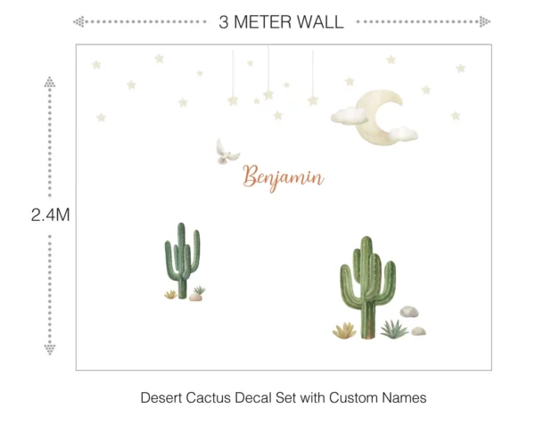 Desert Cactus Decal Set with Custom Names