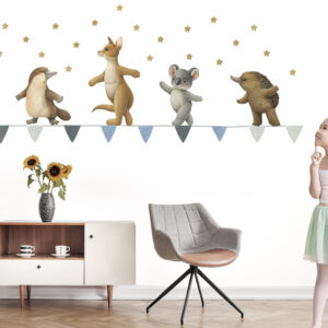 Cute Aussi Animals Walking On The Buntings Wall Decals