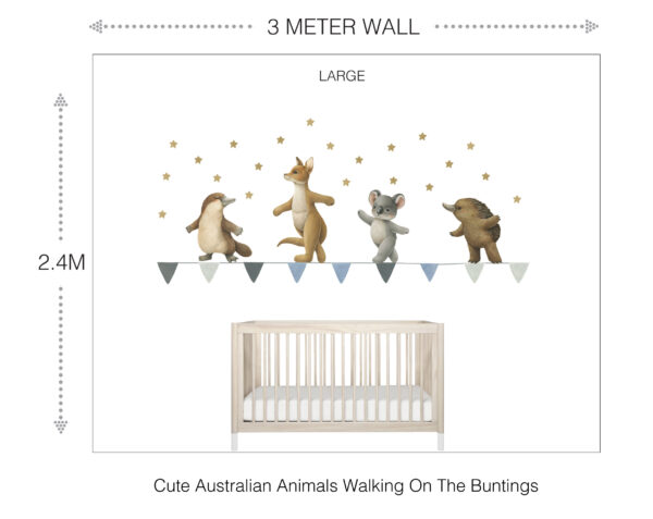 Cute Aussi Animals Walking On The Buntings Wall Decals