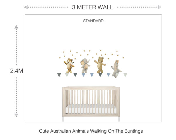 Cute Animals Walking On The Buntings Wall Decals