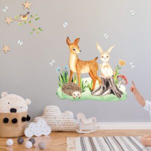Watercolor Forest Deer and Rabbit