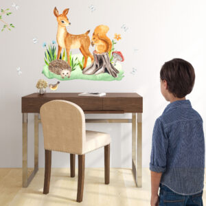 Watercolor Forest Deer and Squirrel