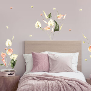 Watercolor Anthurium Flowers Wall Decals