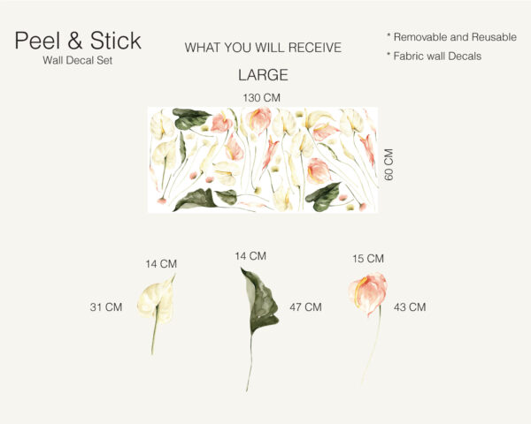 Watercolor Anthurium Flowers Wall Decals
