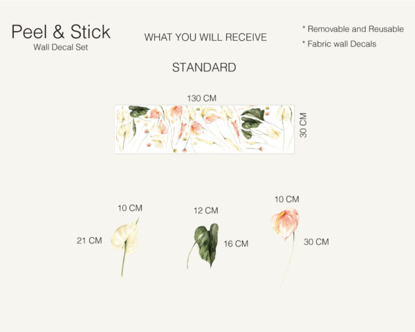 Watercolor Anthurium Flowers Wall Decals