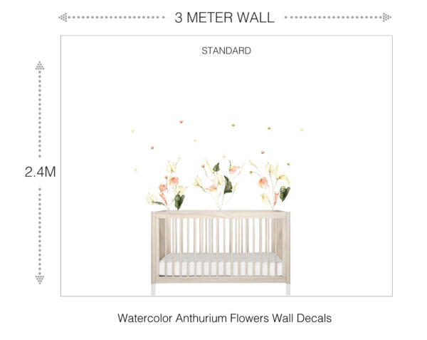 Watercolor Anthurium Flowers Wall Decals